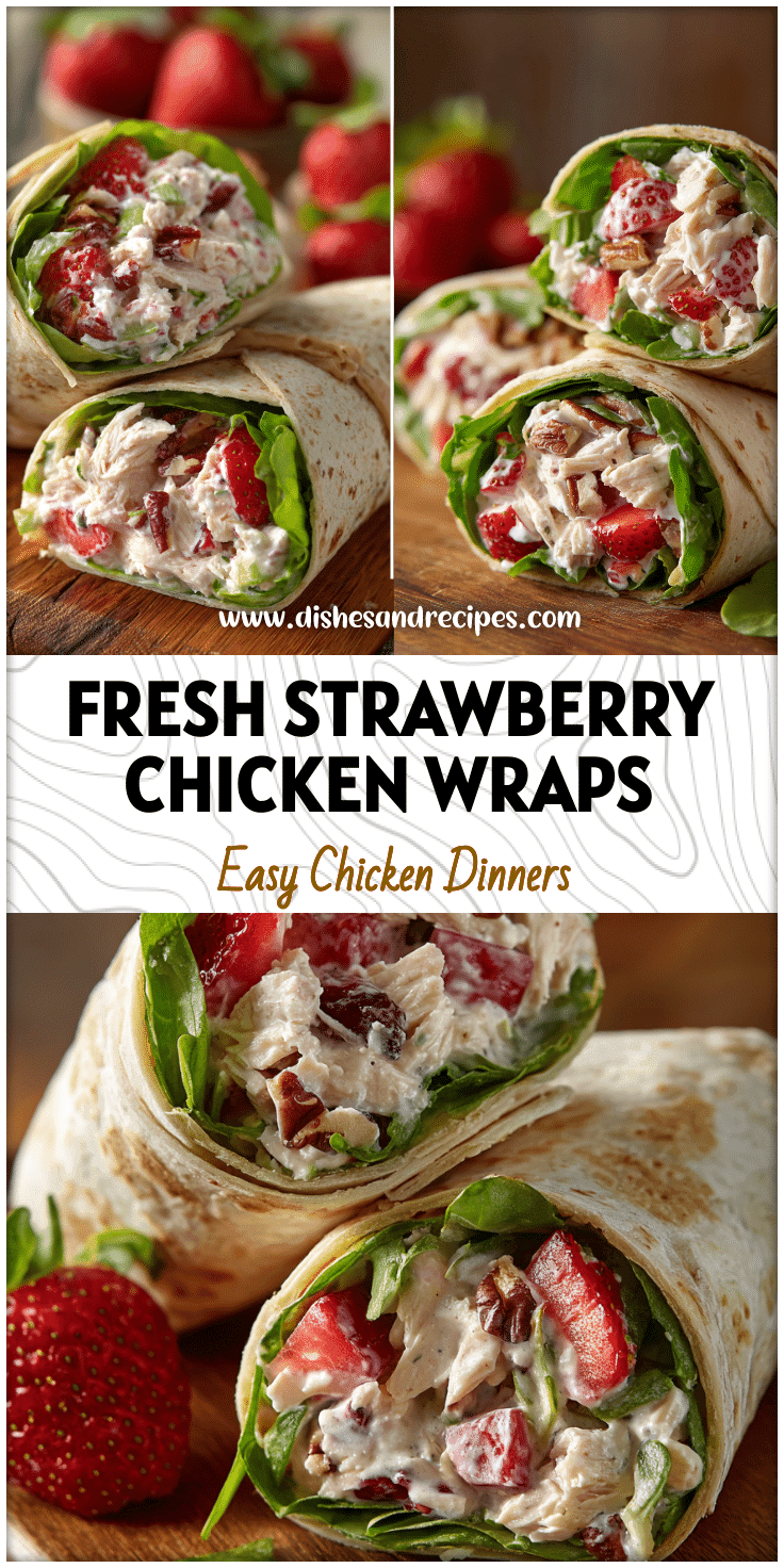 Fresh wraps filled with Strawberry Chicken Salad With Pecans, a colorful Summer Chicken Salad perfect for Healthy Meal Recipes.